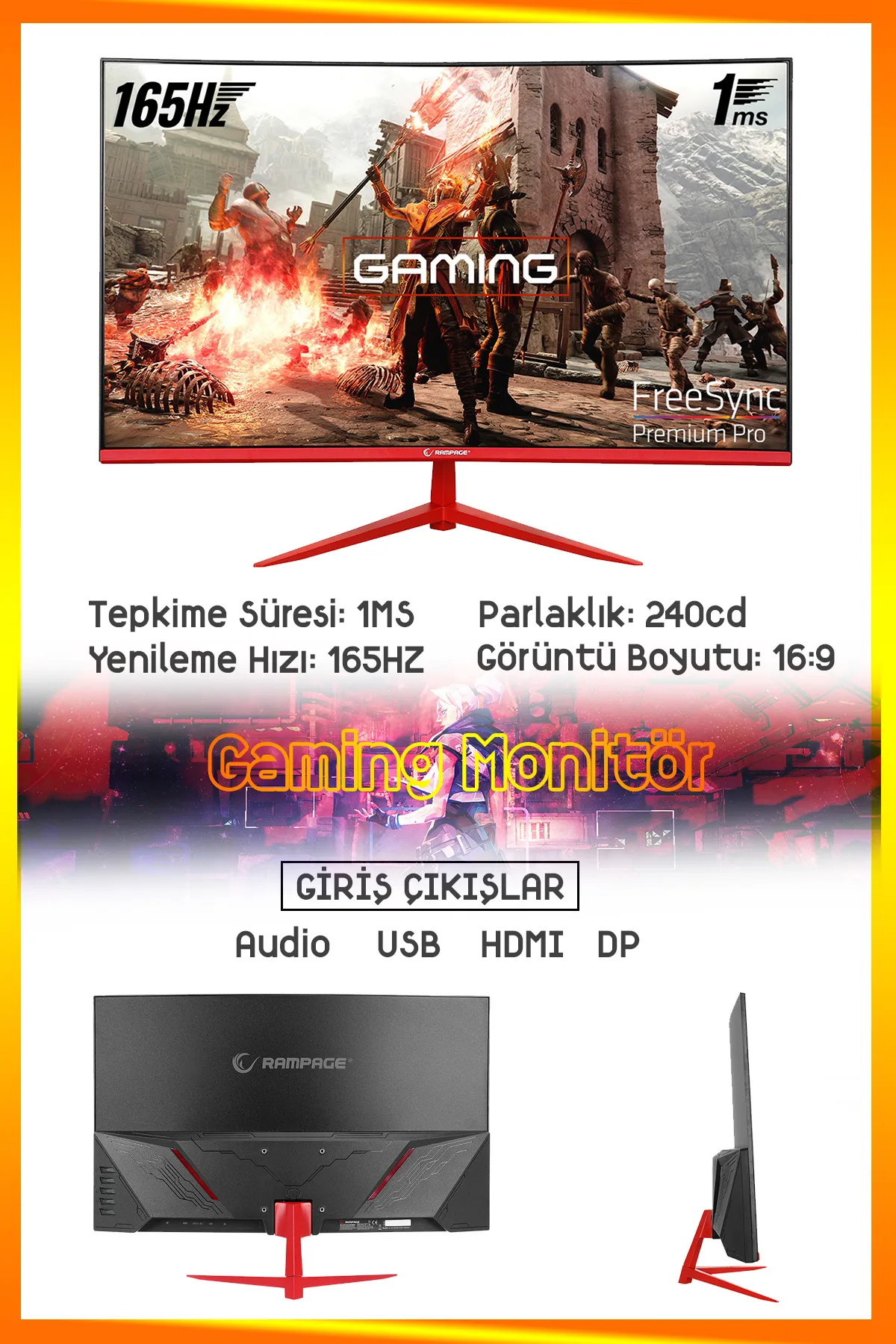 Bilişim Burada Galaxy i5 10400F 16GB DDR4 512GB NVMe M-2 SSD GTX1660 Super 24" 165Hz Oyuncu Masaüstü Bilgisayarı